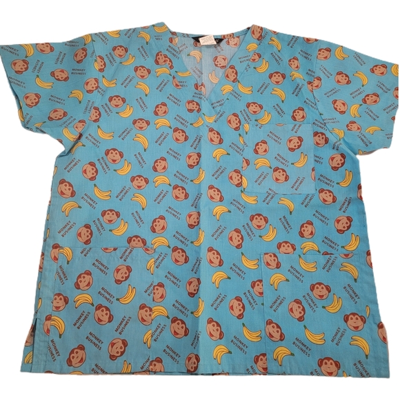 Cassandra O Scrub Top Size XL.  MONKEY Business.  NWOT - Picture 2 of 6